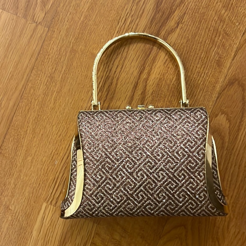 Cute glittery copper evening handbag